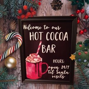 New HOT COCOA BAR Sign Christmas Holiday Framed 8"X10"
